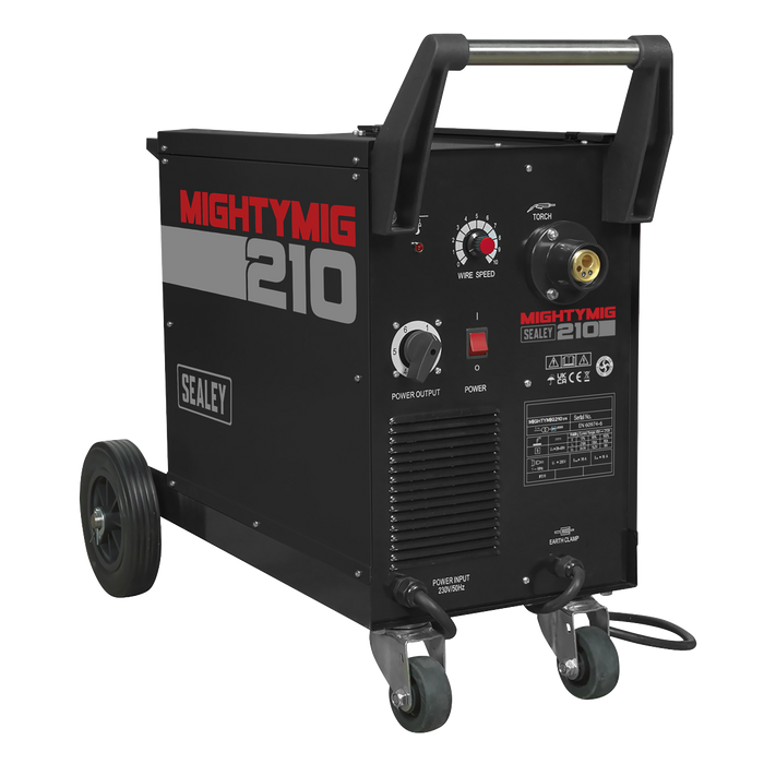 Professional Gas/Gasless MIG Welder with Euro Torch 210A | MIGHTYMIG210