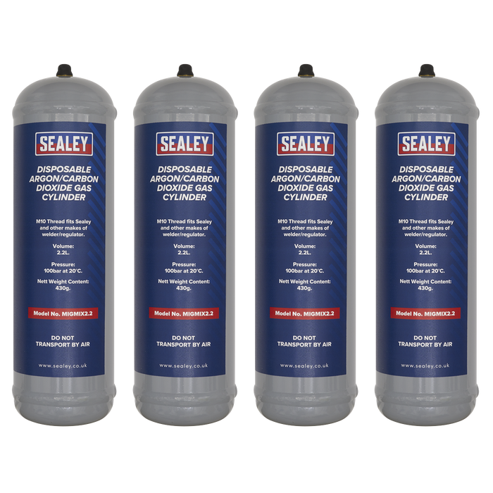 Disposable Argon/Carbon Dioxide Gas Cylinder 430g, 2.2L - Pack of 4 | MIGMIX2.24