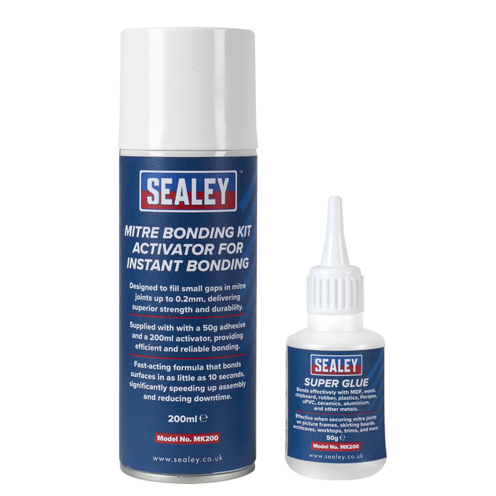 Mitre Bonding Kit with Super Glue 50g & Activator 200ml for Instant Bonding | MK200