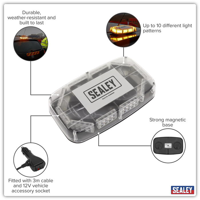 Mini Light Bar with Magnetic Base 50W SMD LED 12/24V | MLB80MB