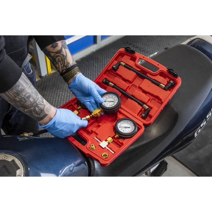 Motorcycle Compression & Fuel Pressure Gauge Set 3pc | MS100