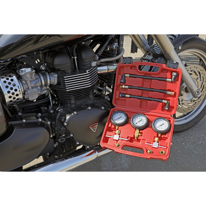 Motorcycle Compression & Fuel Pressure Gauge Set 3pc | MS100