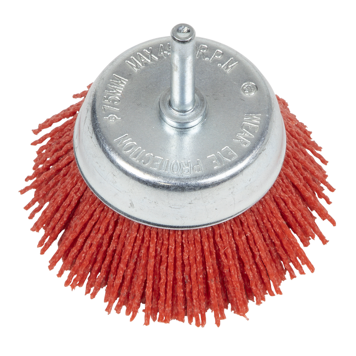 75mm Nylon Filament Cup Brush with 6mm Shaft | NFB75