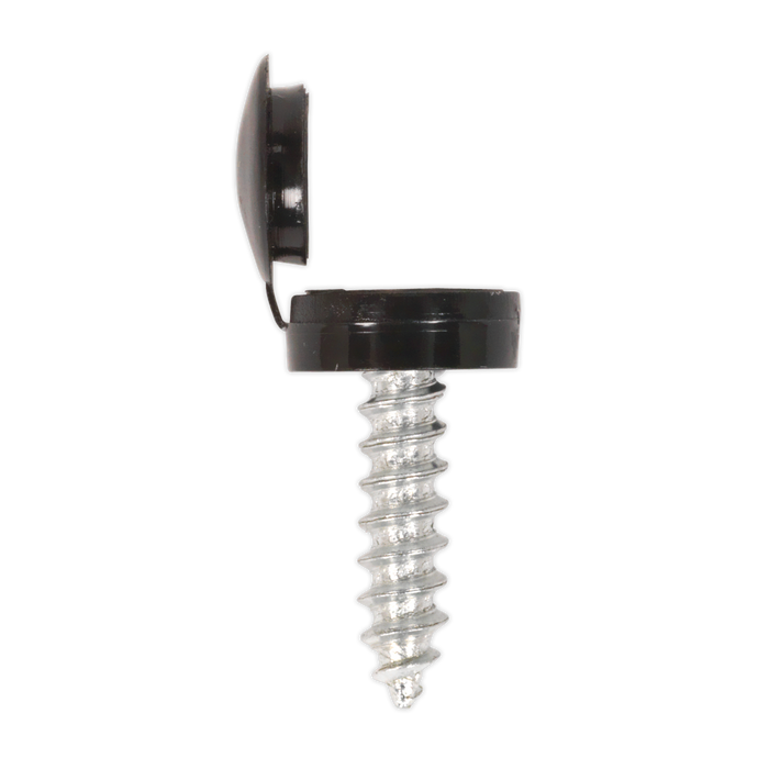 Numberplate Screw with Flip Cap 4.2 x 19mm, Black - Pack of 50 | NPBK50