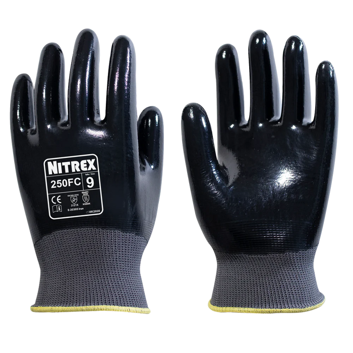 Unigloves Grey/Black Nitrile Fully Coated Light Duty Gloves | NITREX250FC