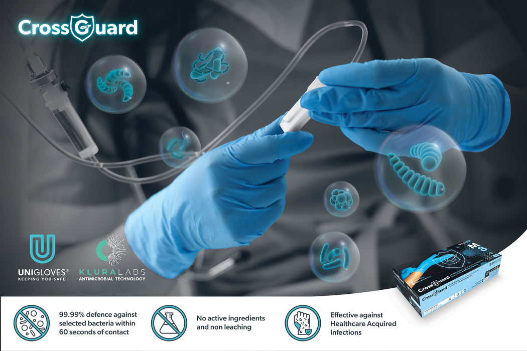 Unigloves Crossguard Anti-Microbial Nitrile Gloves | GM010