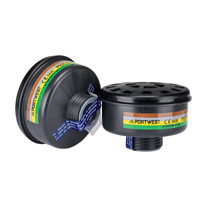 Portwest ABEK2 Gas Filter Universal Thread (4 Pack) | P926BKR