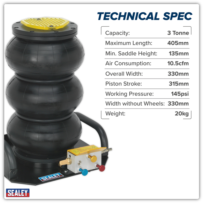 Premier Air Operated Fast 3-Stage Jack 3 Tonne | PAFJ3S
