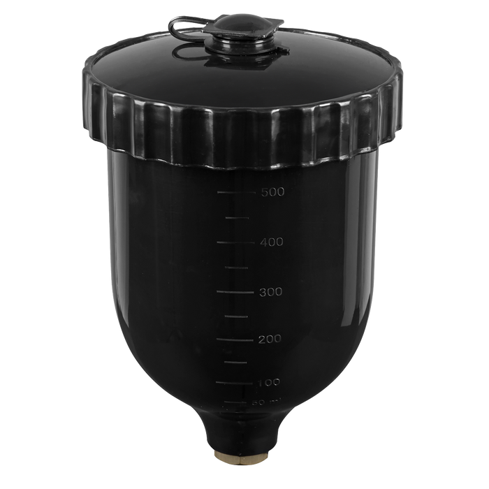 UV Paint Spray Gun Pot with Brass Fitting 600ml - Black | PC02
