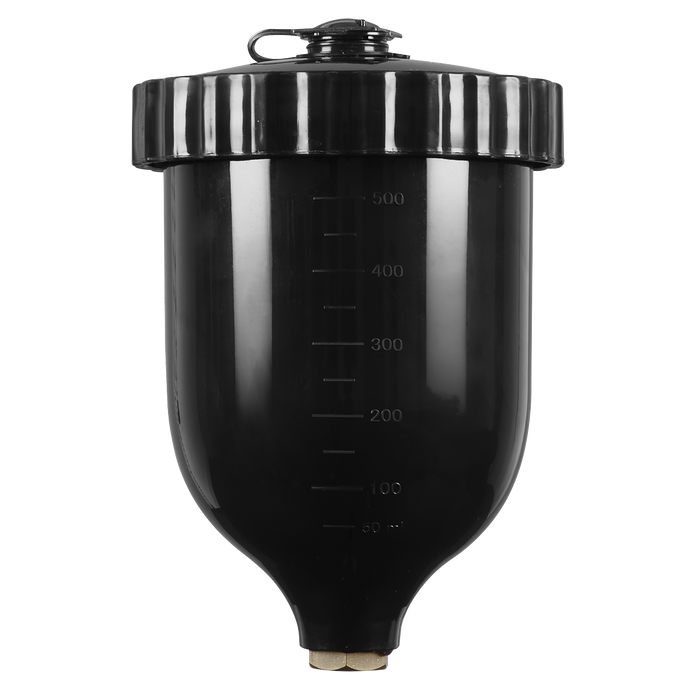 UV Paint Spray Gun Pot with Brass Fitting 600ml - Black | PC02