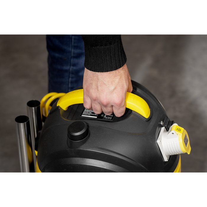 BuilderVac® Wet & Dry Vacuum Cleaner 15L Stainless Steel Drum M Class Filtration 110V | PC150BV110V
