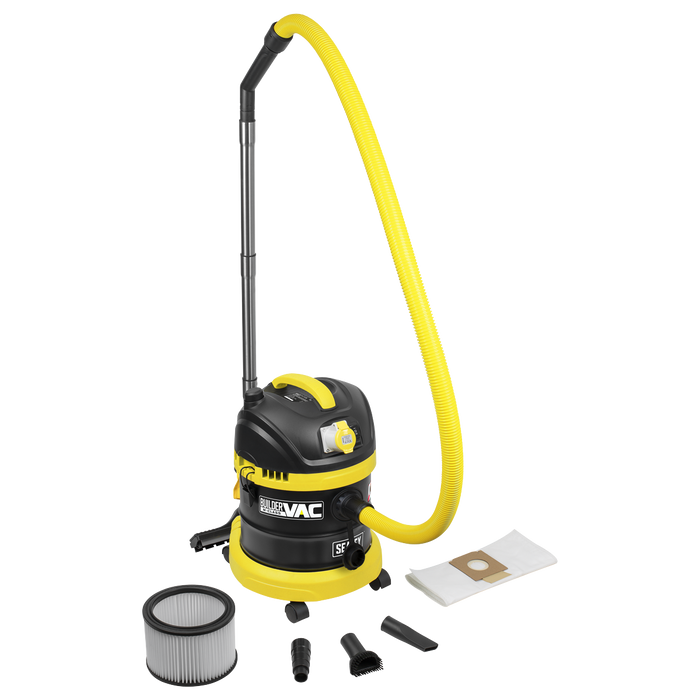 BuilderVac® Wet & Dry Vacuum Cleaner 15L Stainless Steel Drum M Class Filtration 110V | PC150BV110V