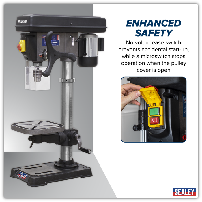 Premier Bench Mounting Pillar Drill 16-Speed 370W 230V | PDM155B