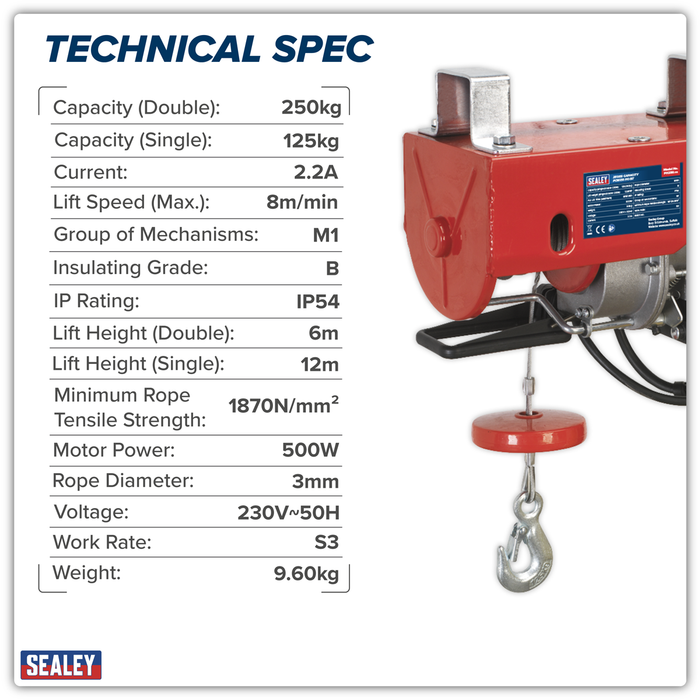 Power Hoist 250kg Capacity 230V | PH250