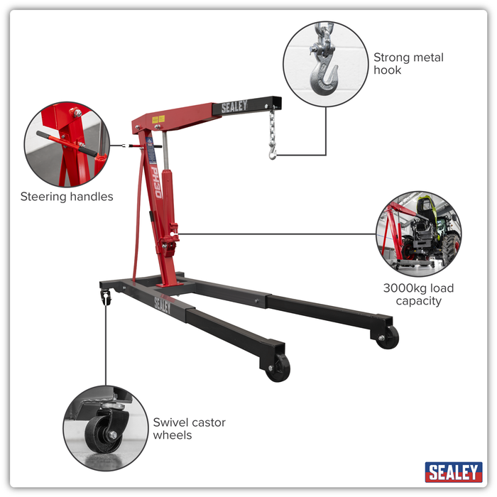 Fixed Frame Engine Crane with Extendable Legs 3 Tonne | PH30