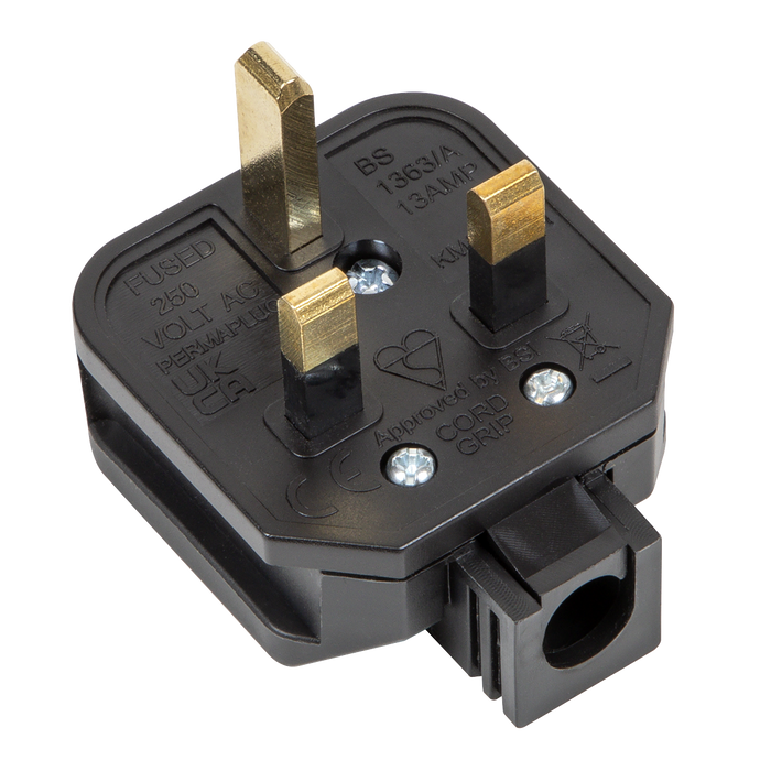 13A Heavy-Duty Rewirable Plug - Black | PL/13/3S