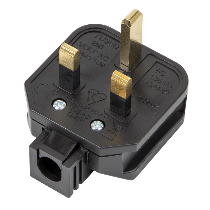 13A Heavy-Duty Rewirable Plug - Black | PL/13/3S