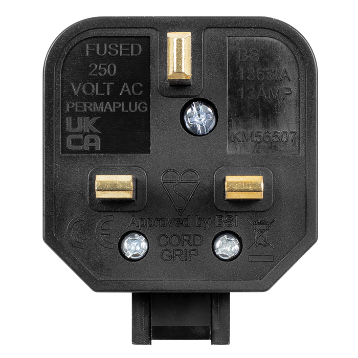 13A Heavy-Duty Rewirable Plug - Black | PL/13/3S