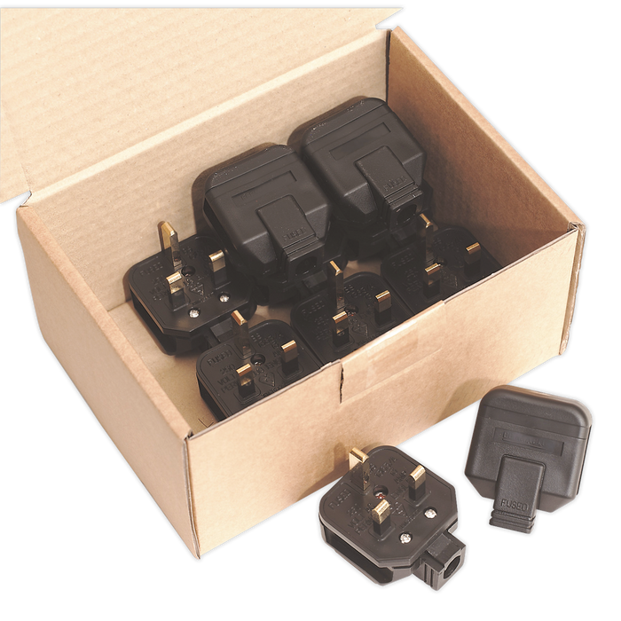 13A Heavy-Duty Rewirable Plug - Black - Pack of 10 | PL/13/3