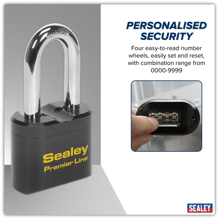 Premier™ Steel Body Combination Padlock Long Shackle 62mm | PL603L