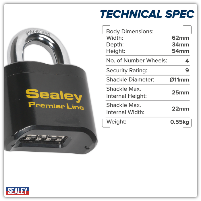 Premier™ Steel Body Combination Padlock 62mm | PL603