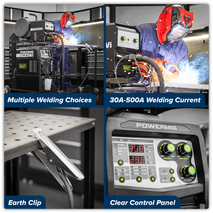 500A Professional Gas/Gasless MIG/TIG/MMA Inverter Welder with Portable Wire Feeder & Water Cooler 400V 3ph | POWERMIG500Wi