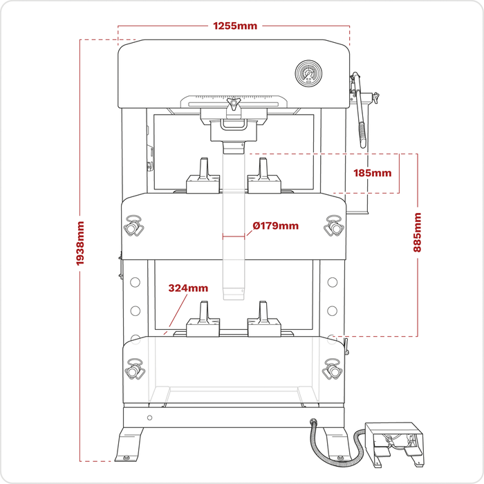 Viking Floor Type Air/Hydraulic Press with Sliding Ram & Foot Pedal 100 Tonne | PPF100S