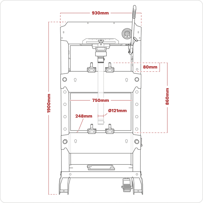 Viking Floor Type Air/Hydraulic Press with Sliding Ram and Foot Pedal 50 Tonne | PPF501S