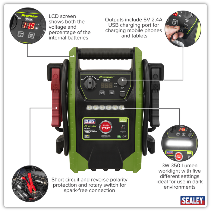 Premier 12/24V RoadStart® Jump Starter 4400A Peak Amps | PRS4400