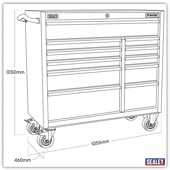 Premier™ Heavy-Duty Extra-Wide Rollcab 11 Drawer 1055mm - Black | PTB105511