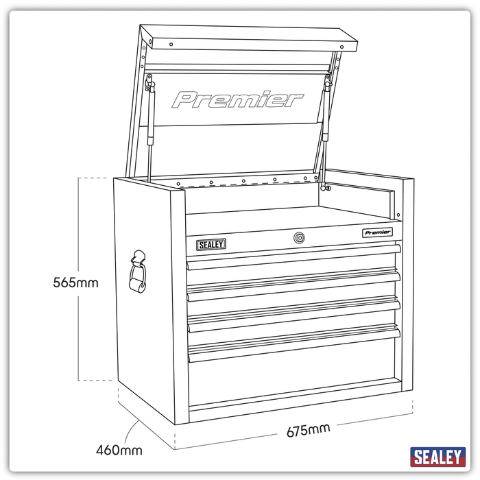 Premier™ Heavy-Duty Topchest 4 Drawer 675mm - Stainless Steel | PTB66004SS