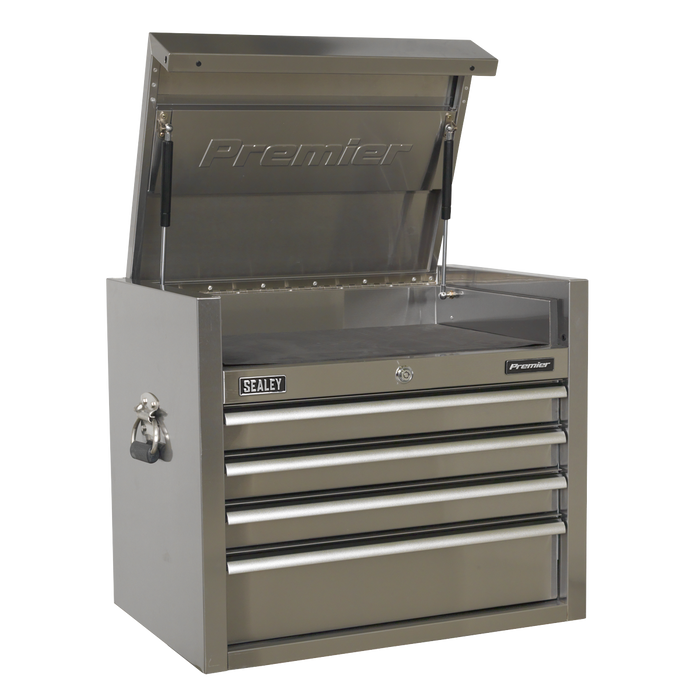 Premier™ Heavy-Duty Topchest 4 Drawer 675mm - Stainless Steel | PTB66004SS
