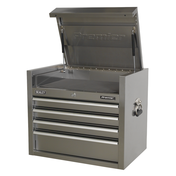 Premier™ Heavy-Duty Topchest 4 Drawer 675mm - Stainless Steel | PTB66004SS