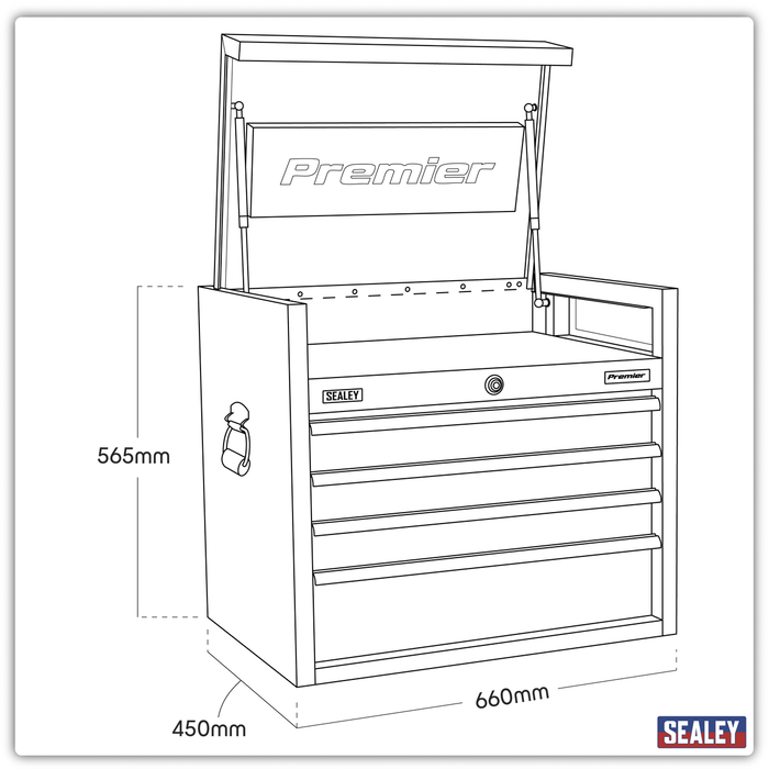 Premier™ Heavy-Duty Topchest 4 Drawer 660mm - Black | PTB66004