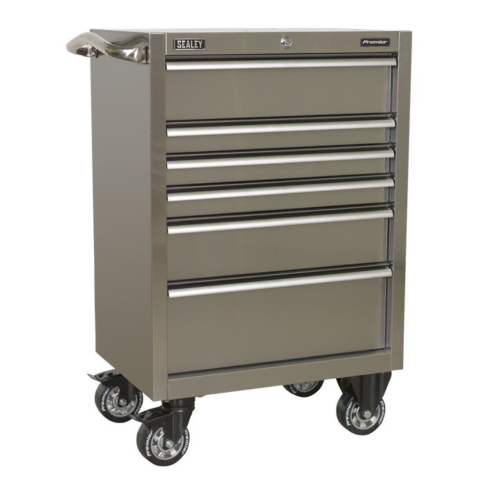 Premier™ Heavy-Duty Rollcab 6 Drawer 675mm - Stainless Steel | PTB67506SS