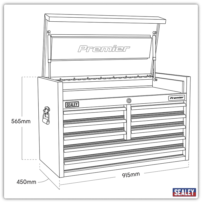 Premier™ Heavy-Duty Topchest 915mm 8 Drawer - Black | PTB91508