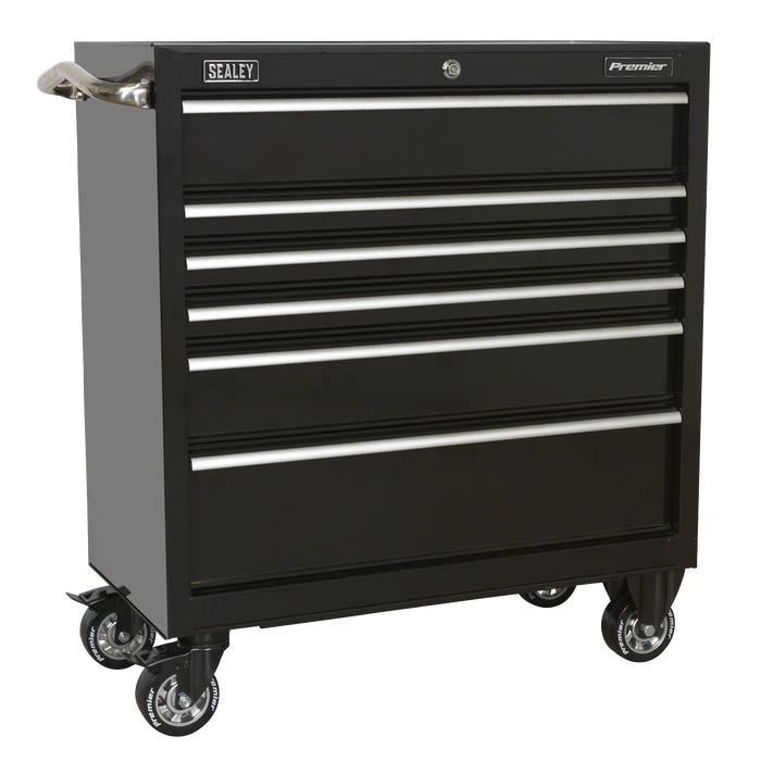 Premier™ Heavy-Duty Rollcab 930mm 6 Drawer - Black | PTB93006