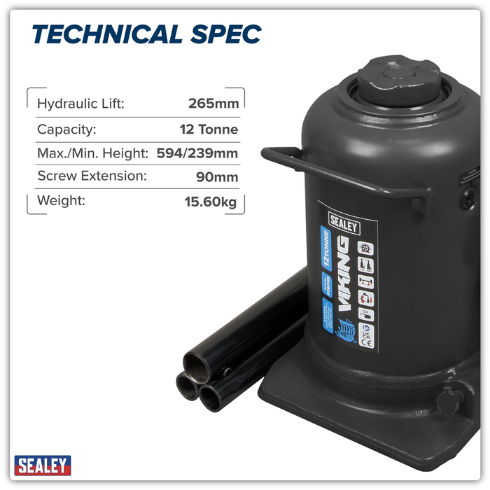 Viking Telescopic Bottle Jack 12 Tonne | PTBJ12S