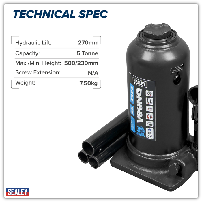 Viking Telescopic Bottle Jack 5 Tonne | PTBJ5S