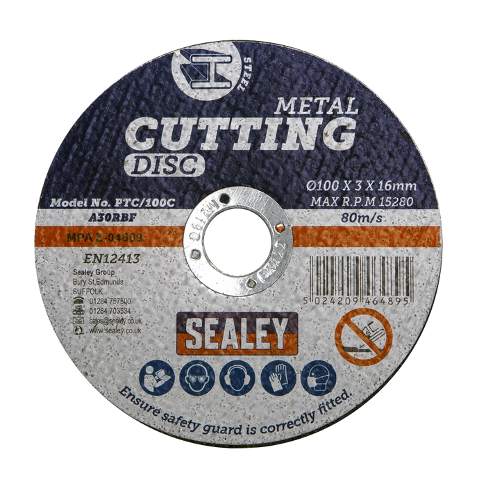 100 x 3mm Cutting Disc 16mm Bore - Pack of 50 | PTC/100C50