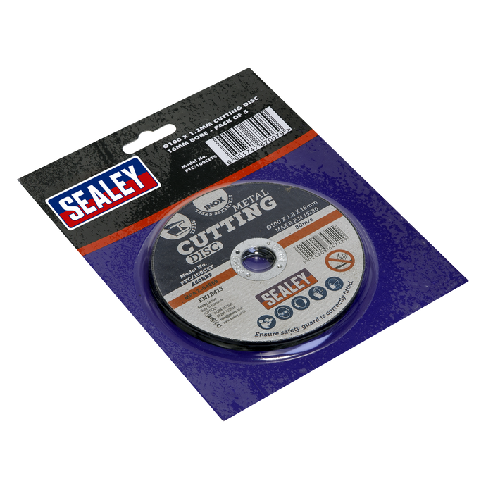 100 x 1.2mm Cutting Disc 16mm Bore - Pack of 5 | PTC/100CET5