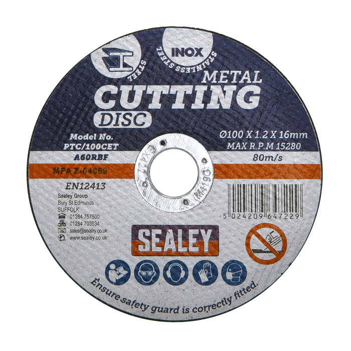 100 x 1.2mm Cutting Disc 16mm Bore | PTC/100CET