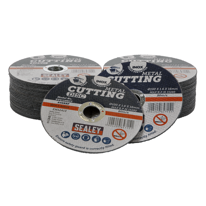 100 x 1.6mm Cutting Disc 16mm Bore - Pack of 50 | PTC/100CT50