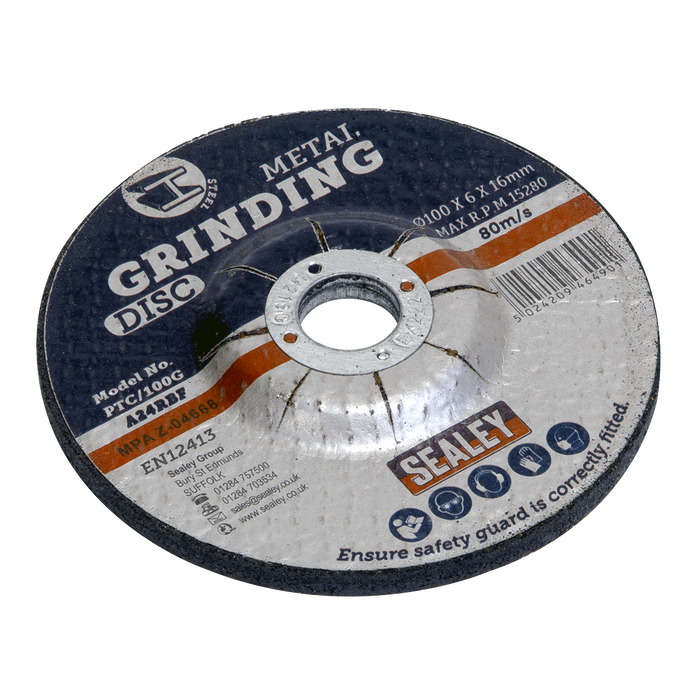 100 x 6mm Grinding Disc 16mm Bore | PTC/100G