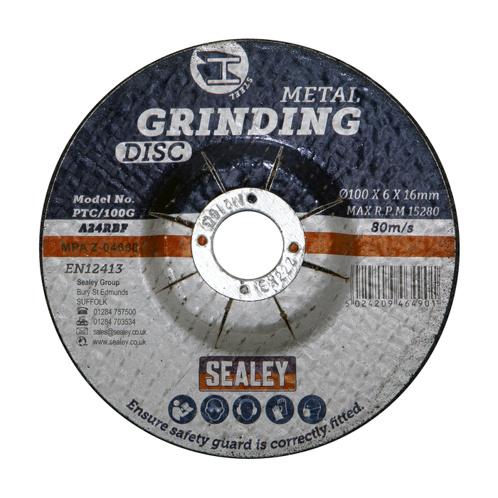 100 x 6mm Grinding Disc 16mm Bore | PTC/100G