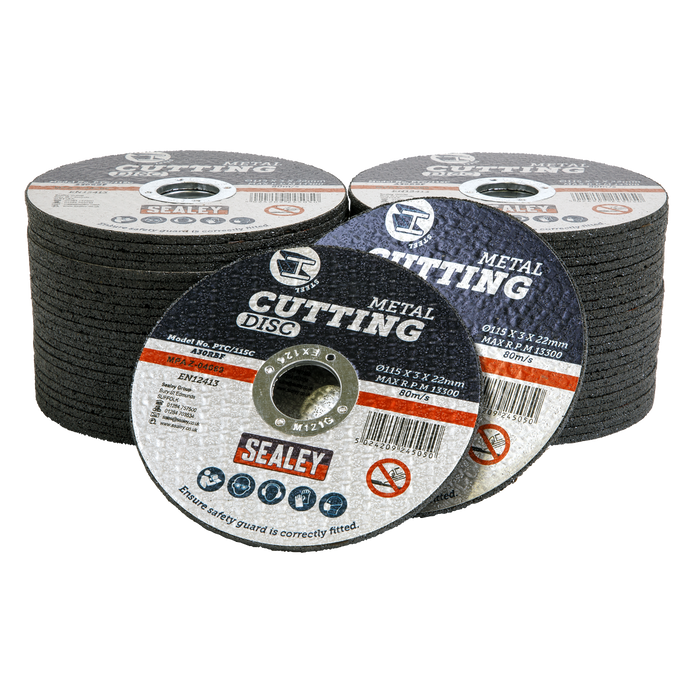 115 x 3mm Cutting Disc 22mm Bore - Pack of 50 | PTC/115C50