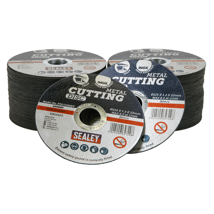 115 x 1.2mm Cutting Disc 22mm Bore - Pack of 100 | PTC/115CET100