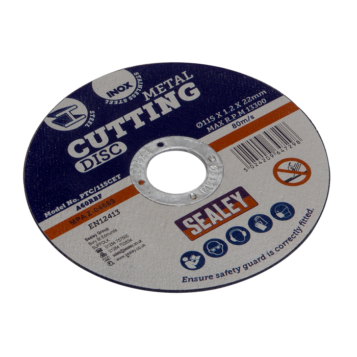 115 x 1.2mm Cutting Disc 22mm Bore - Pack of 100 | PTC/115CET100