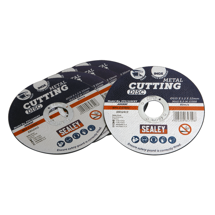 115 x 1.2mm Cutting Disc 22mm Bore - Pack of 5 | PTC/115CET5