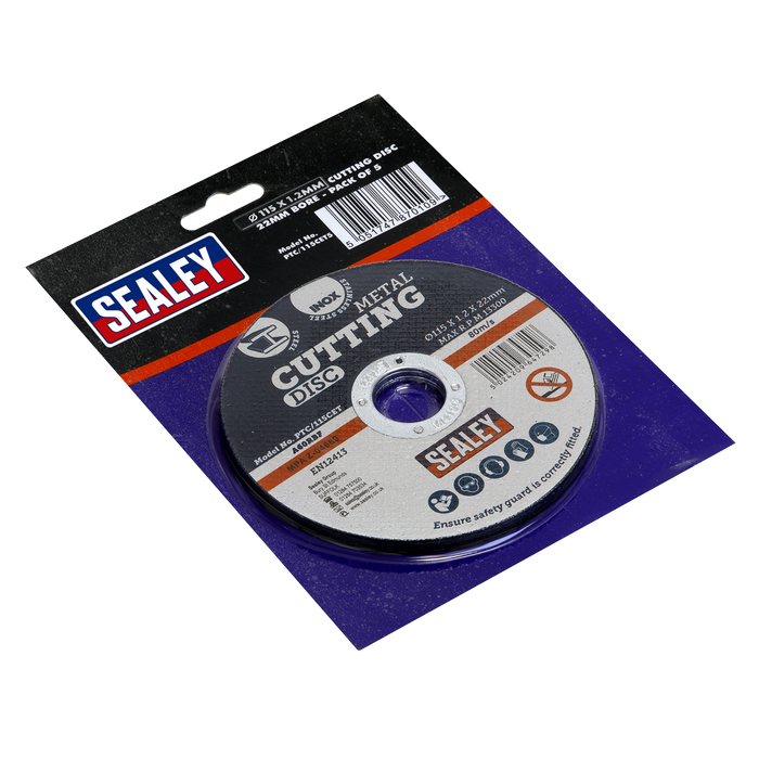 115 x 1.2mm Cutting Disc 22mm Bore - Pack of 5 | PTC/115CET5